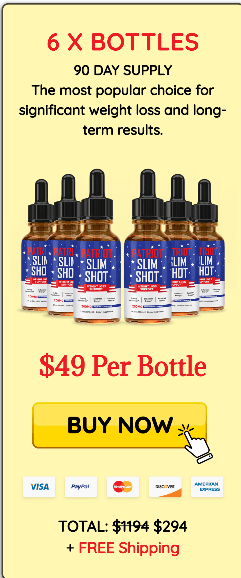 Patriot Slim Shot Tonic 6 bottle