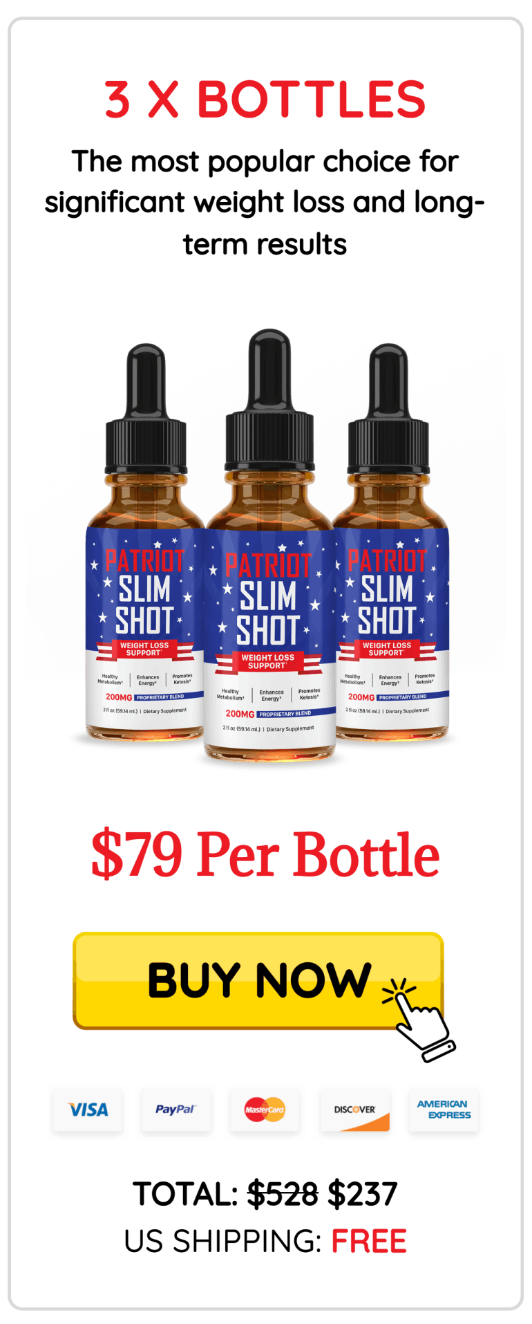 Patriot Slim Shot Tonic 3 bottle